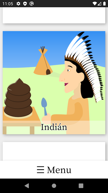 Ukázka screenshotu z telefonu obrázek indiána pojídajícího zákusek – indiána.